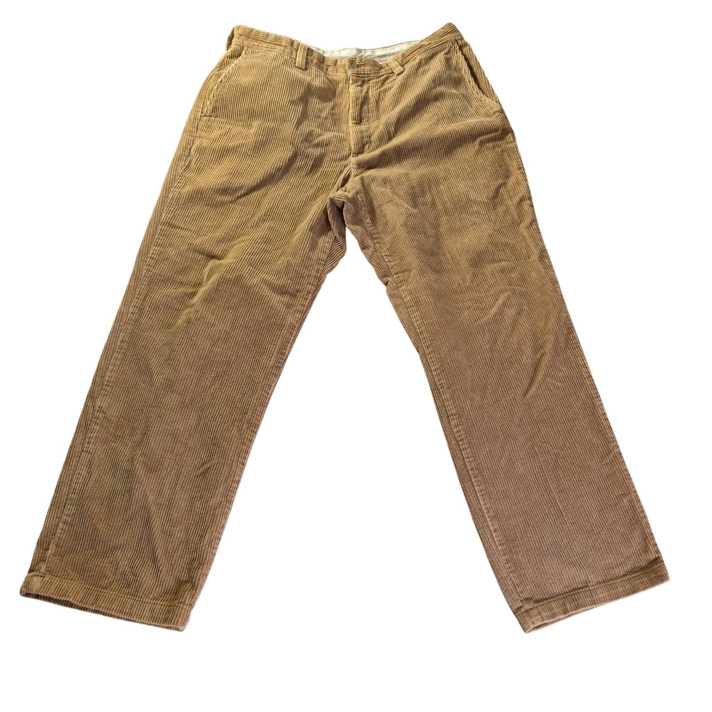 Perry Ellis Cottons Corduroy Pants Mens 36x29 Tan Heritage Preppy Old Money Cozy